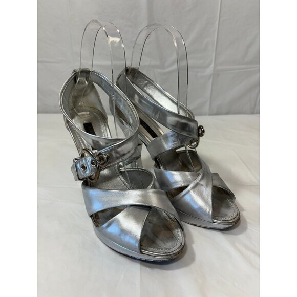 Louis Vuitton Slingback silver Leather Pumps LV Size 6 - Picture 1 of 15